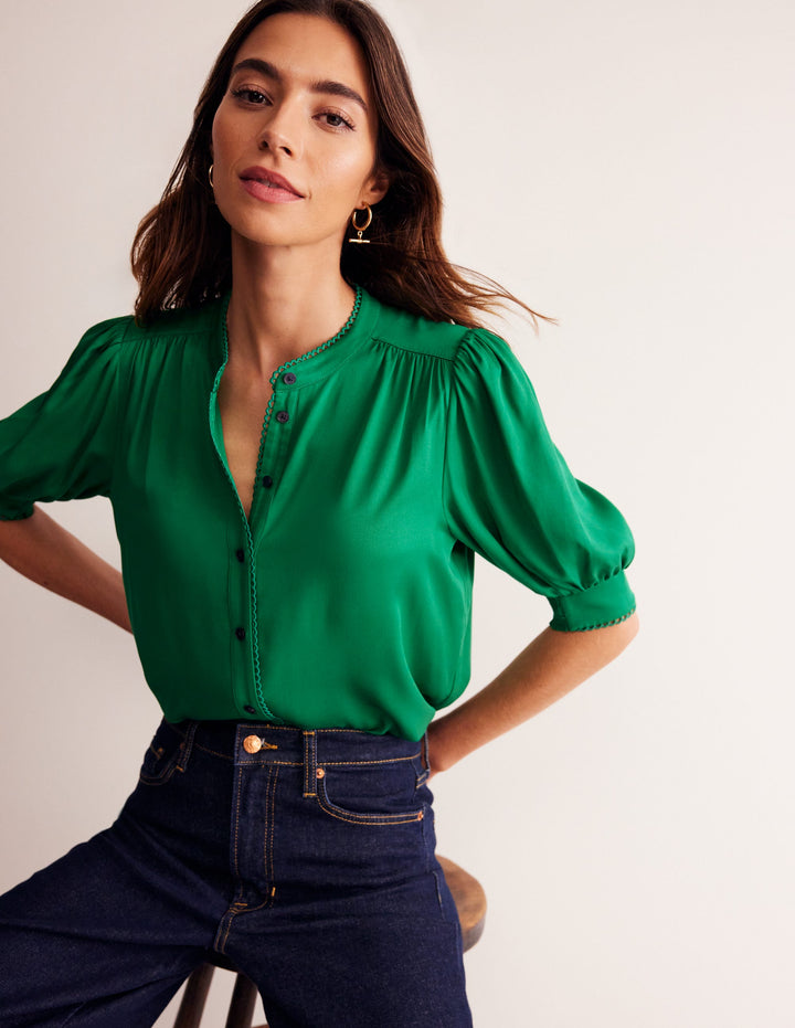 Top Ara à manches courtes-Émeraude Intense