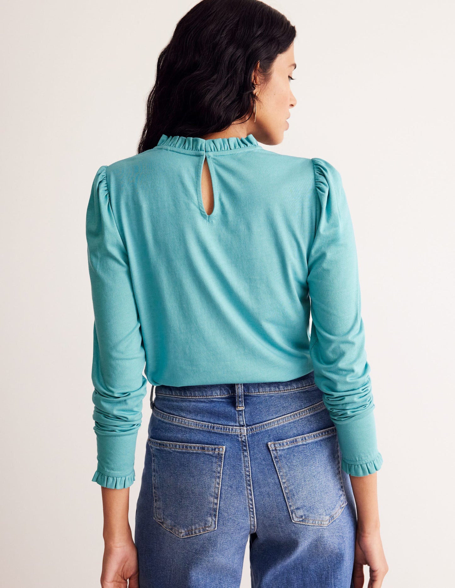 Supersoft Frill Detail Top-Blue Grass