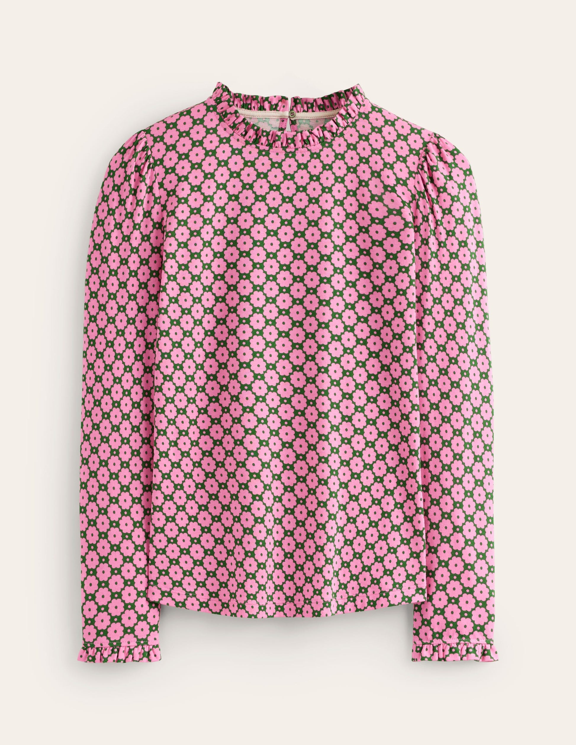 Supersoft Frill Detail Top-Party Pink, Blossom Stamp-5