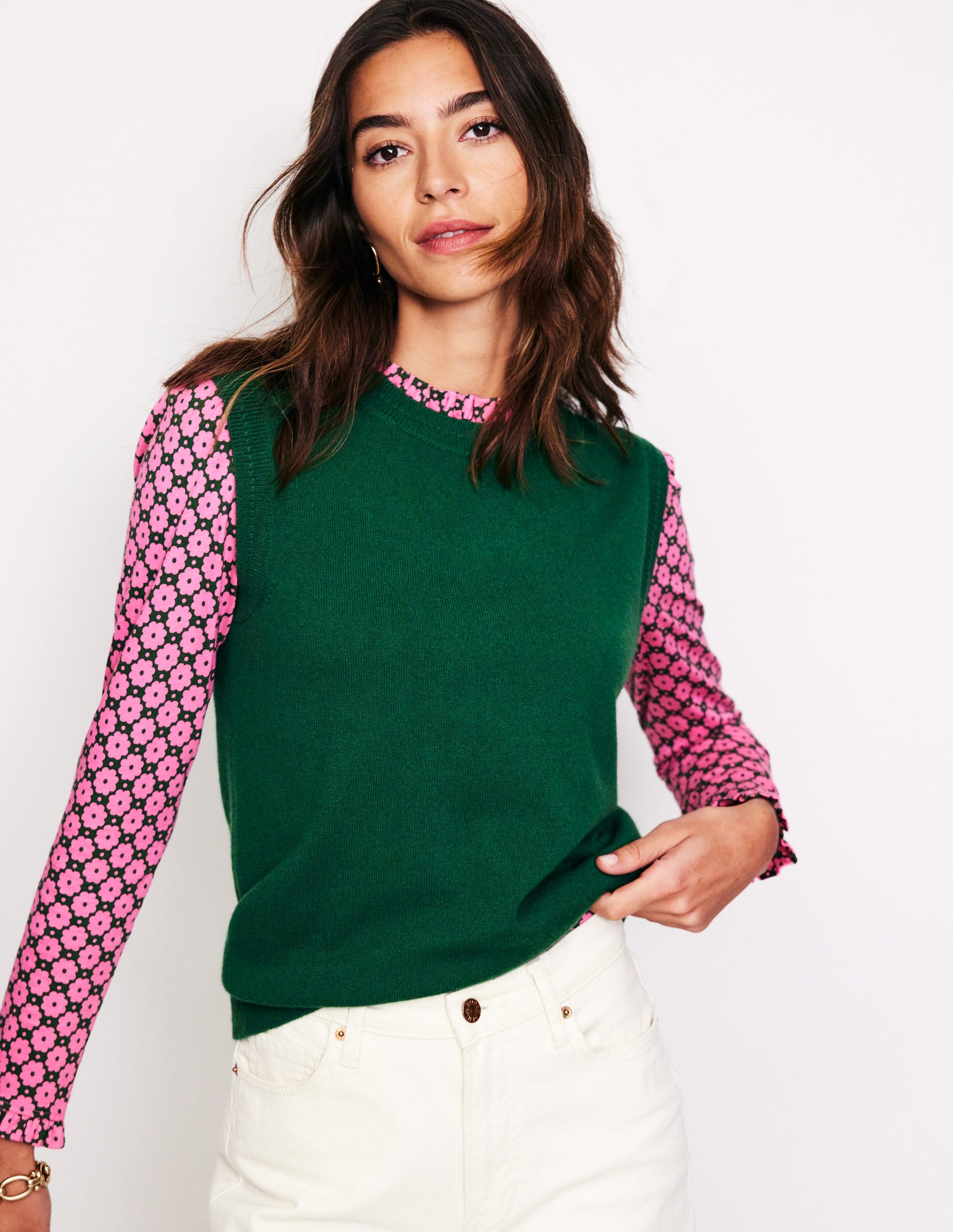 Supersoft Frill Detail Top-Party Pink, Blossom Stamp-4