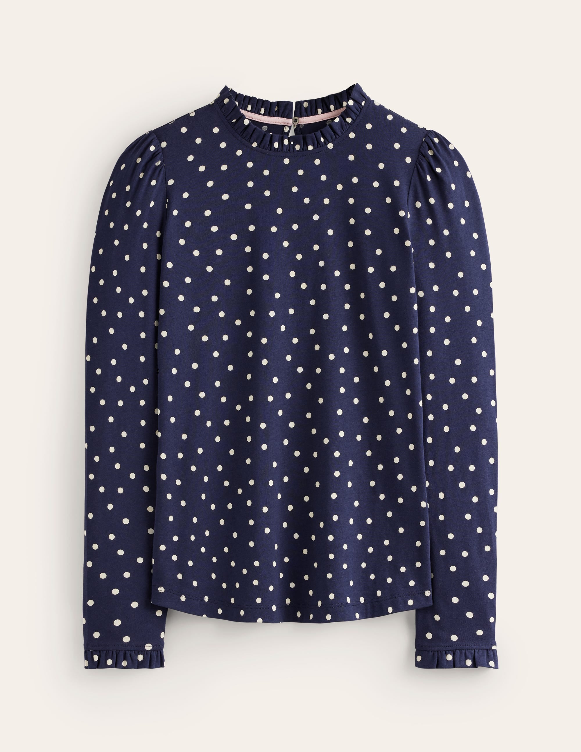 Top volanté ultra-doux-Bleu marine foncé, pois épars - Image 5