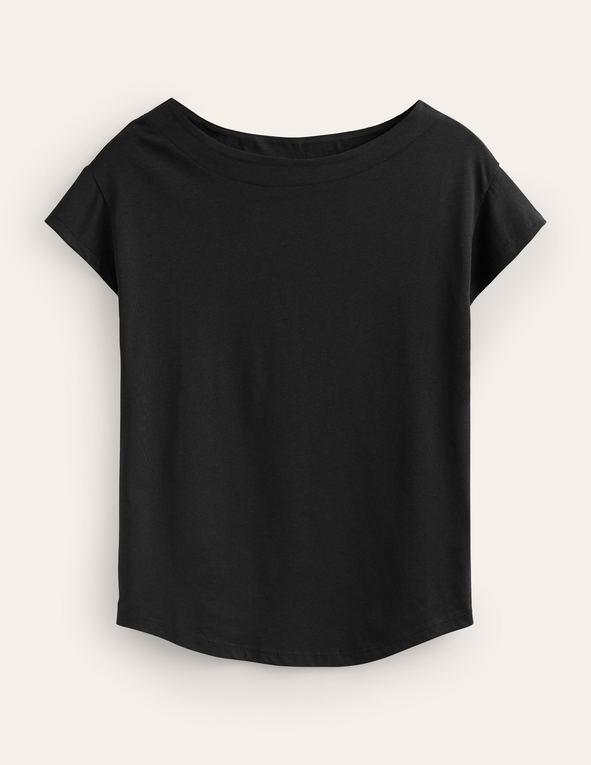 Superweiches T-Shirt mit U-Boot-Ausschnitt-Schwarz - Image 5