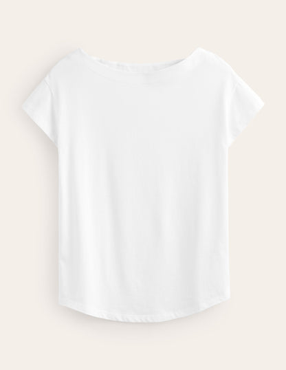 T-shirt à col bateau ultra-doux-Blanc