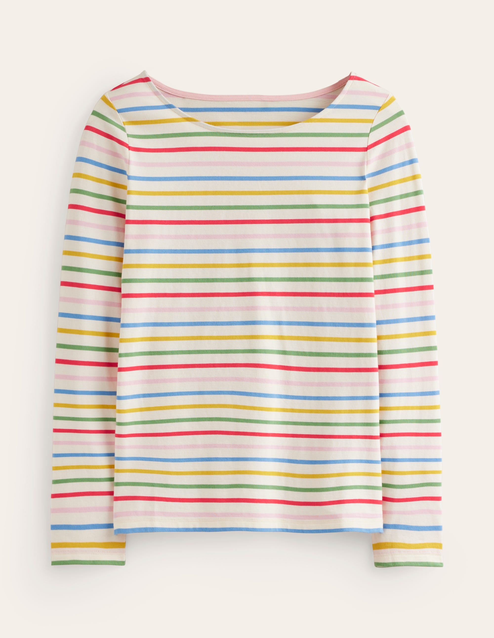 Ella Breton-Shirt mit langen Ärmeln-Naturweiß/Navy, Regenbogenwelle - Image 6