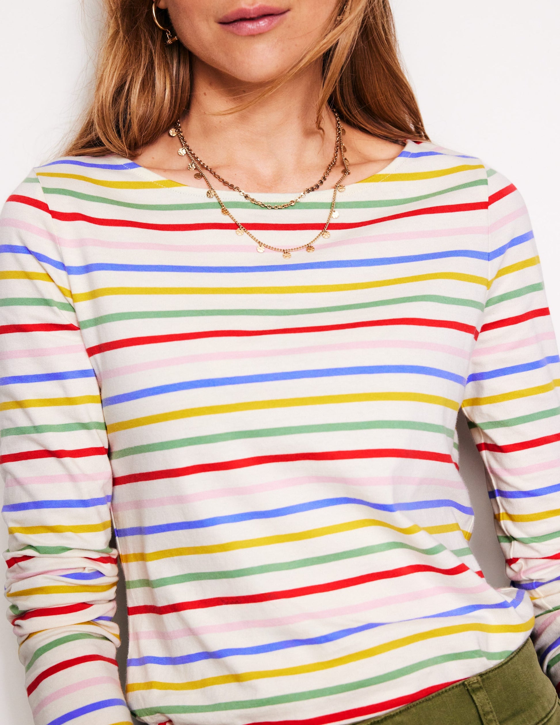 Ella Breton-Shirt mit langen Ärmeln-Naturweiß/Navy, Regenbogenwelle-2