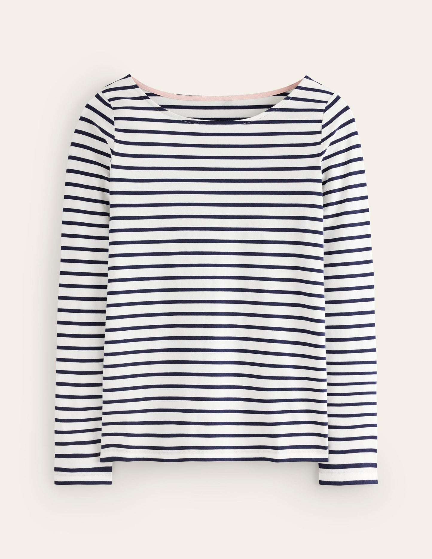 Ella Breton-Shirt mit langen Ärmeln-Naturweiß, Marineblau