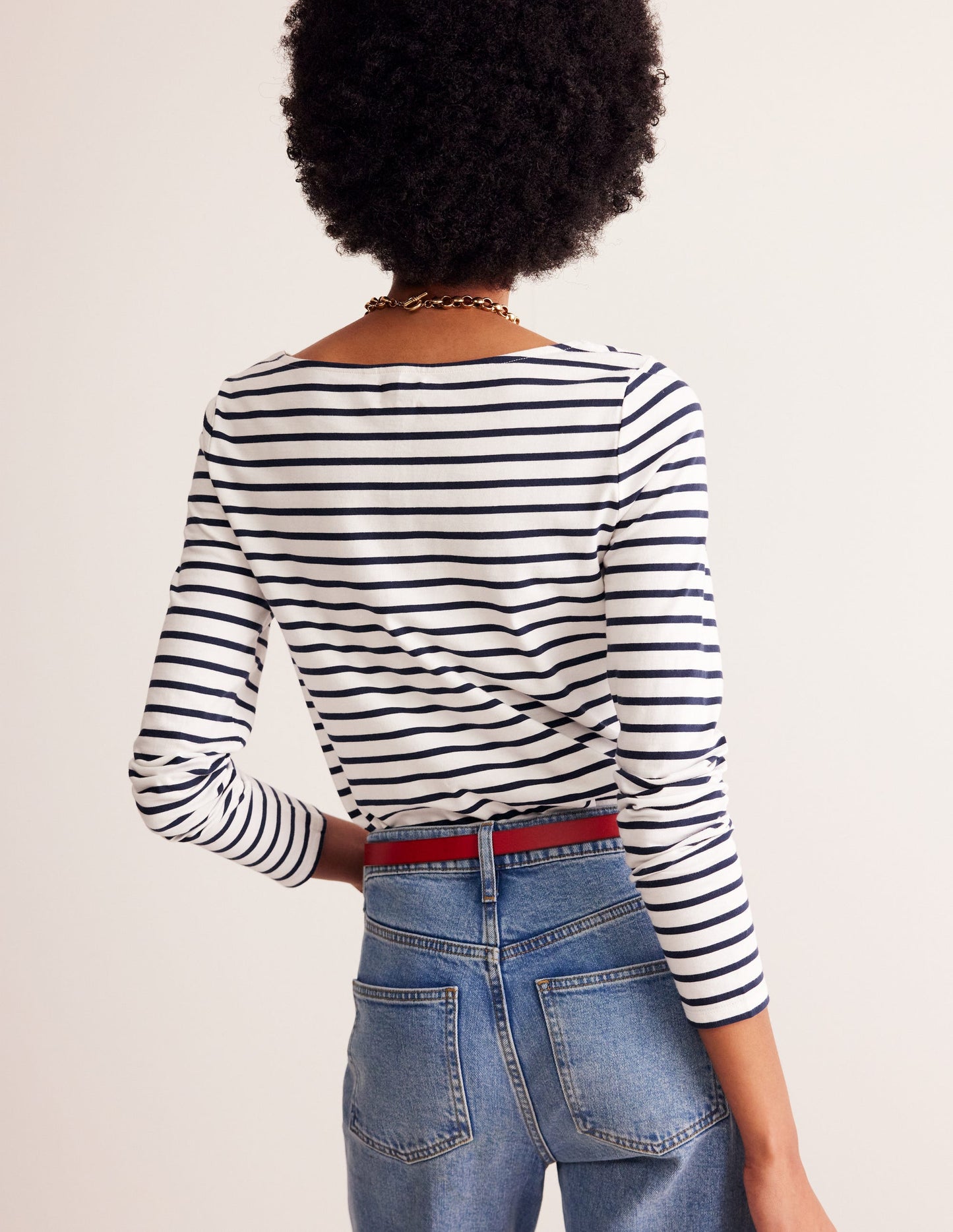 Ella Long Sleeve Breton-Ivory, Navy