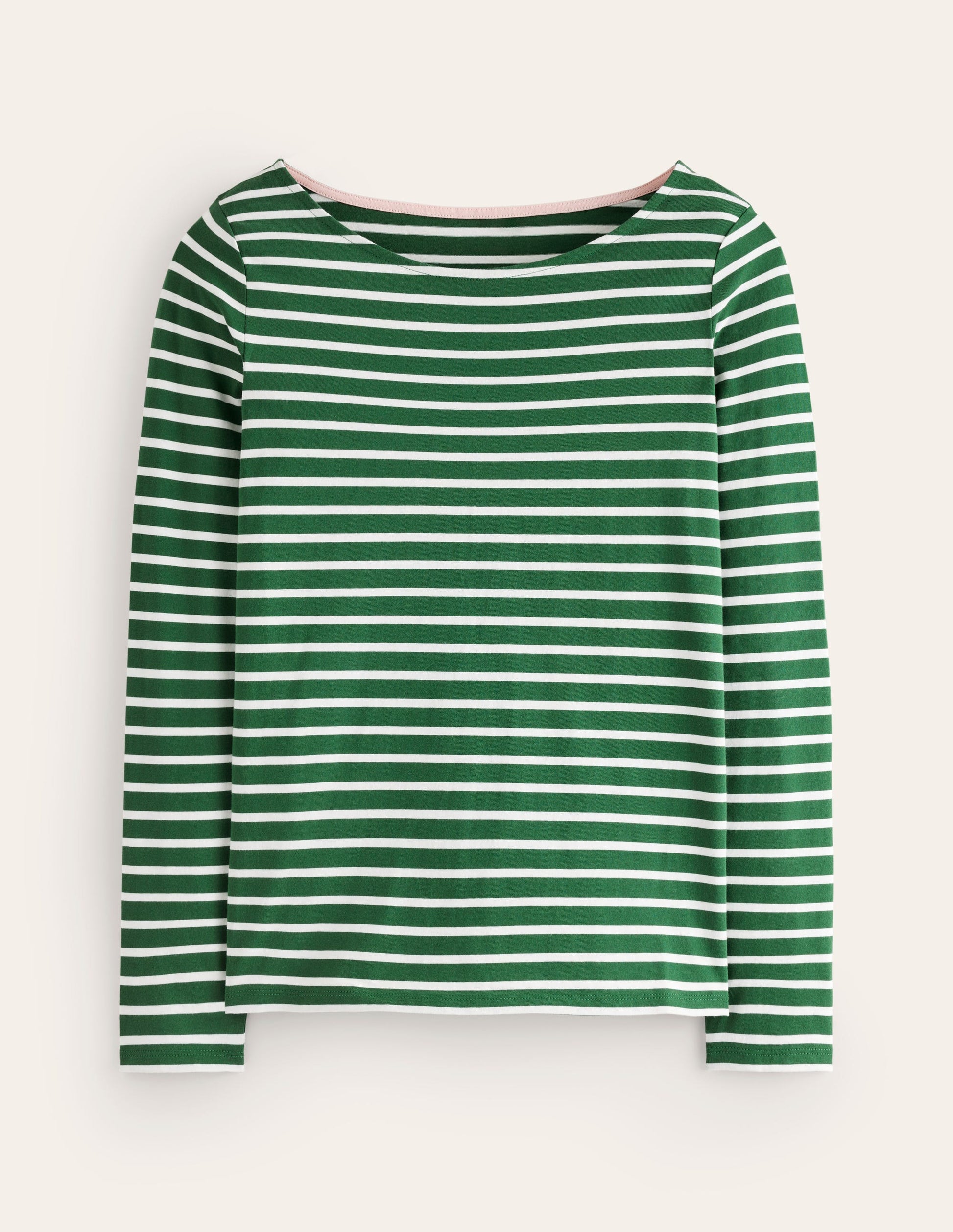 Ella Breton-Shirt mit langen Ärmeln-Piniengrün, Naturweiß Streifen-5