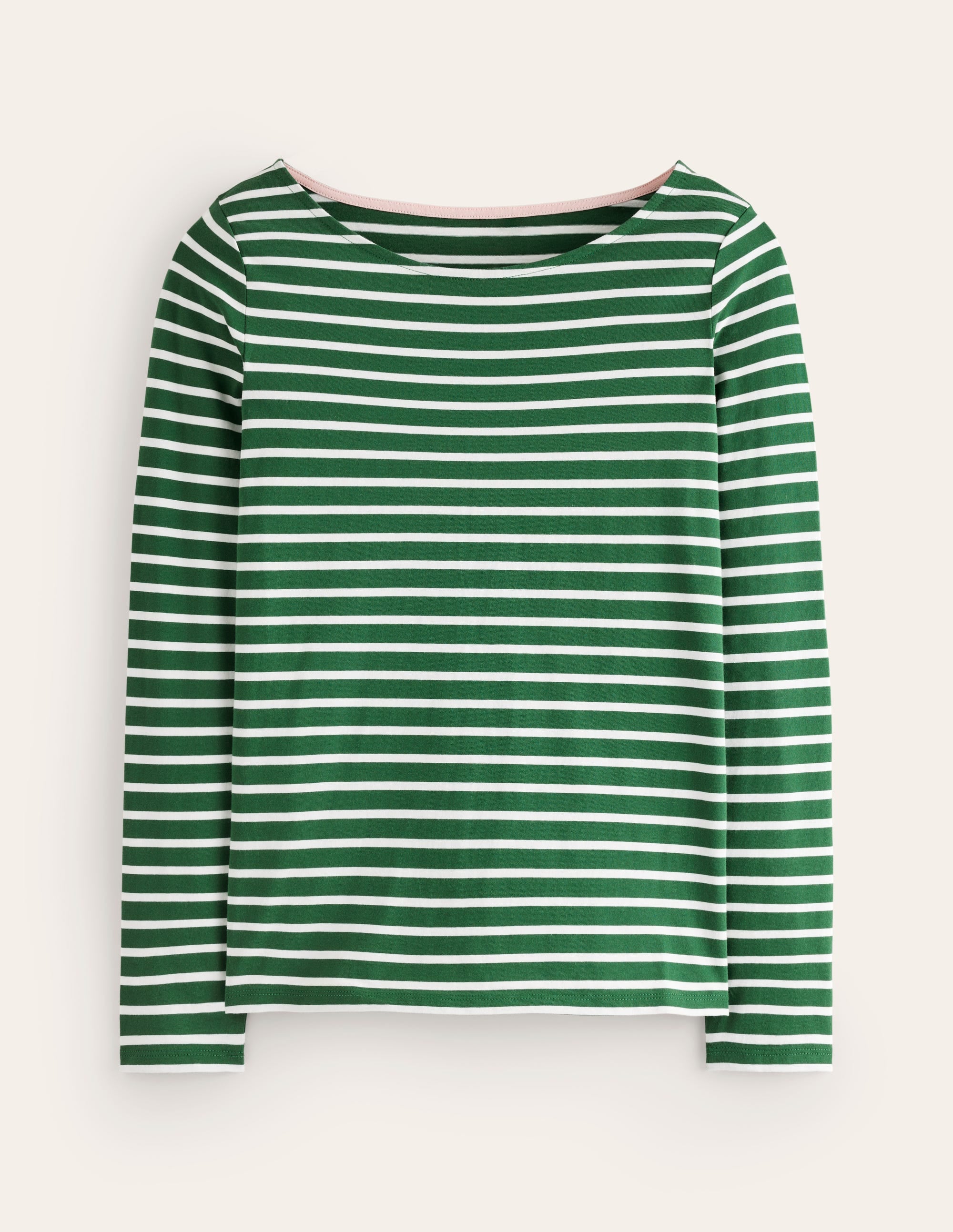 Ella Breton-Shirt mit langen Ärmeln-Piniengrün, Naturweiß Streifen - Image 5