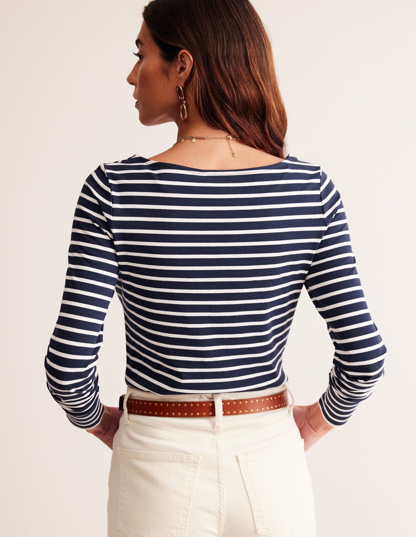 Ella Breton-Shirt mit langen Ärmeln-Marineblau, Naturweiß