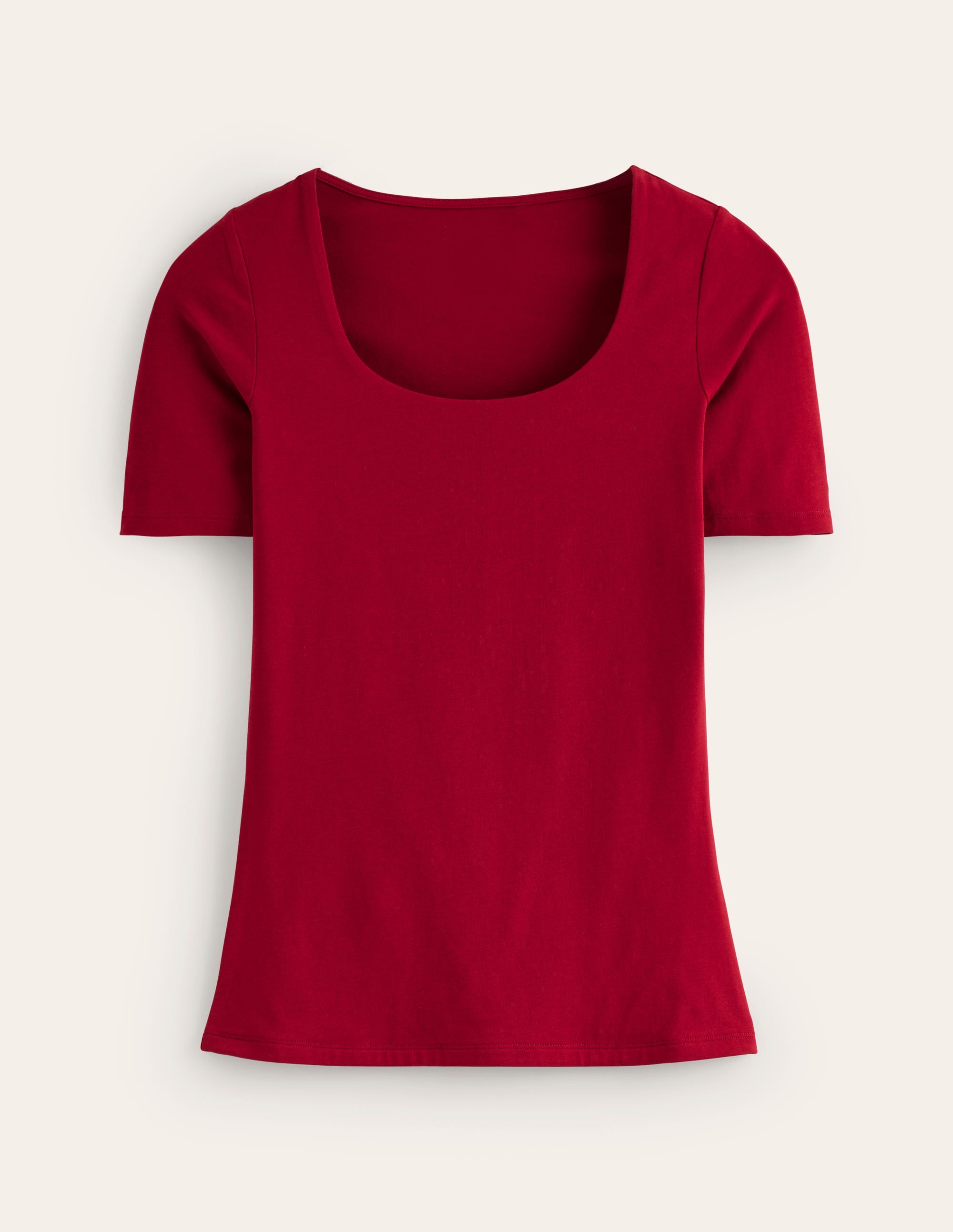Doppellagiges T-Shirt mit tiefem Rundhalsausschnitt-Rot Lakritz - Image 6