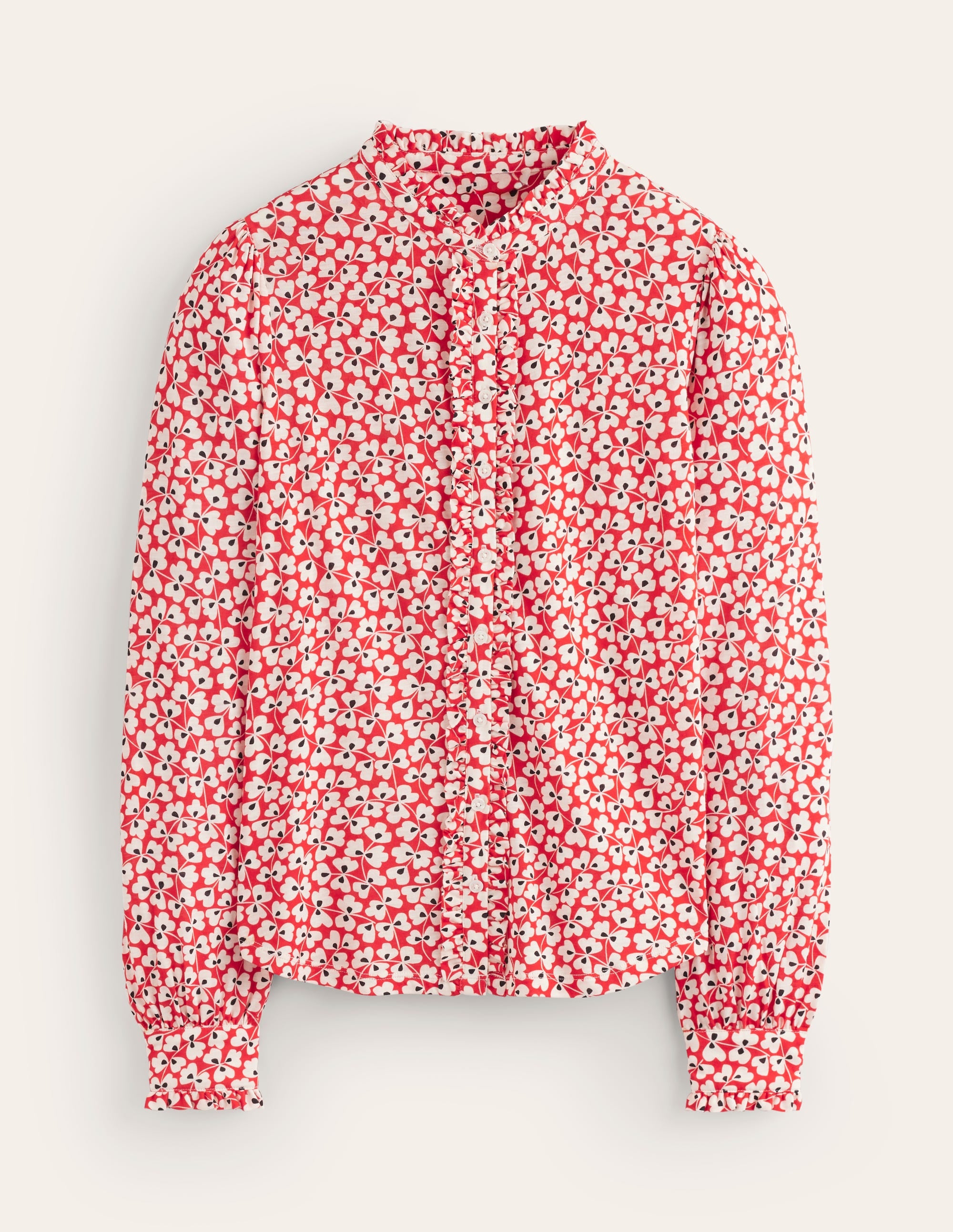 Chemise Caroline en jersey-Rouge, motif Clover Whirl - Image 6