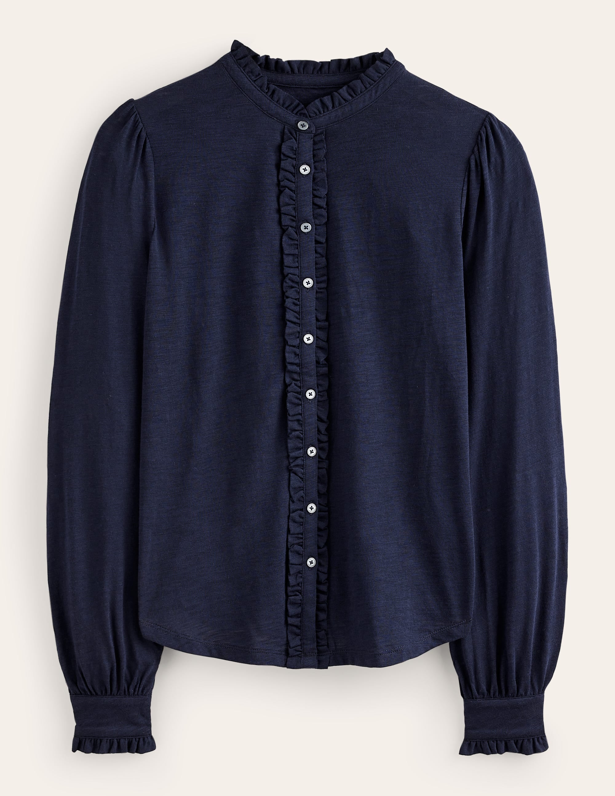 Chemise Caroline en jersey-Bleu Marine, Petits Pois - Image 5