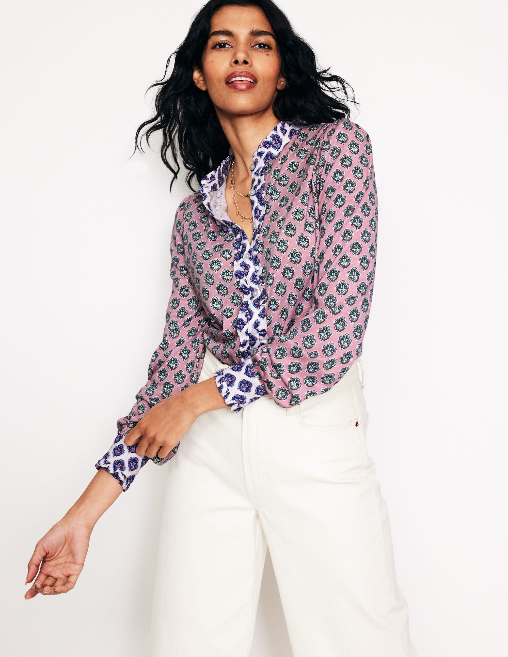 Chemise Caroline en jersey-Quartz, motif Pome Stamp - Image 1
