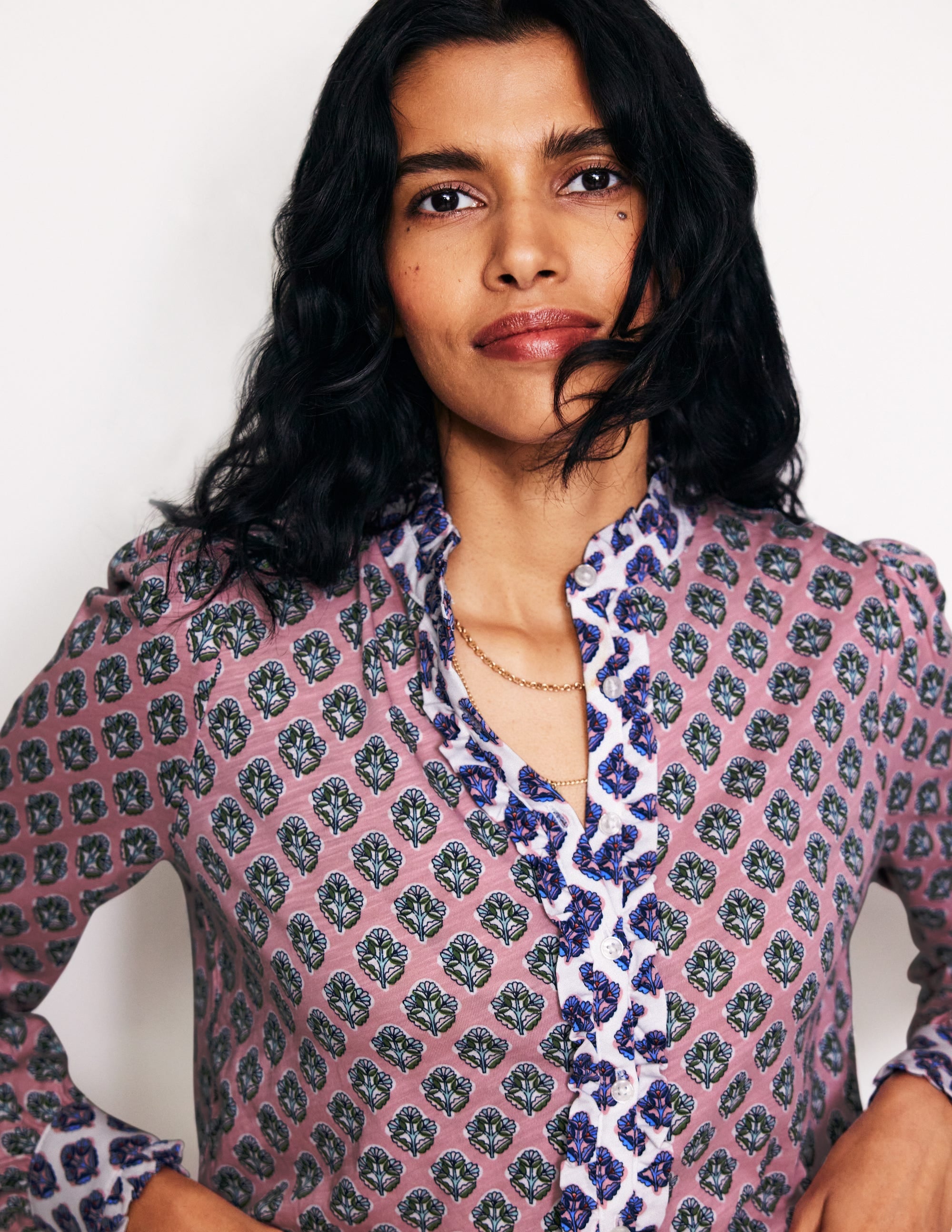 Chemise Caroline en jersey-Quartz, motif Pome Stamp - Image 2
