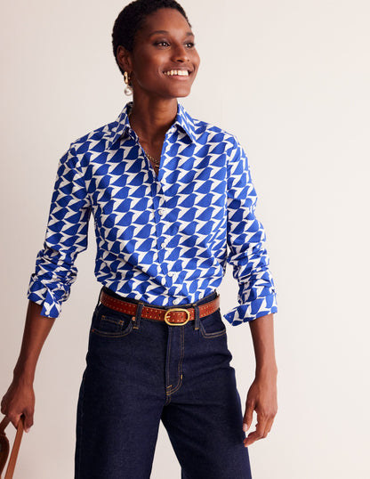 Chemise Sienna en coton-Bleu saphir, motif Birdie