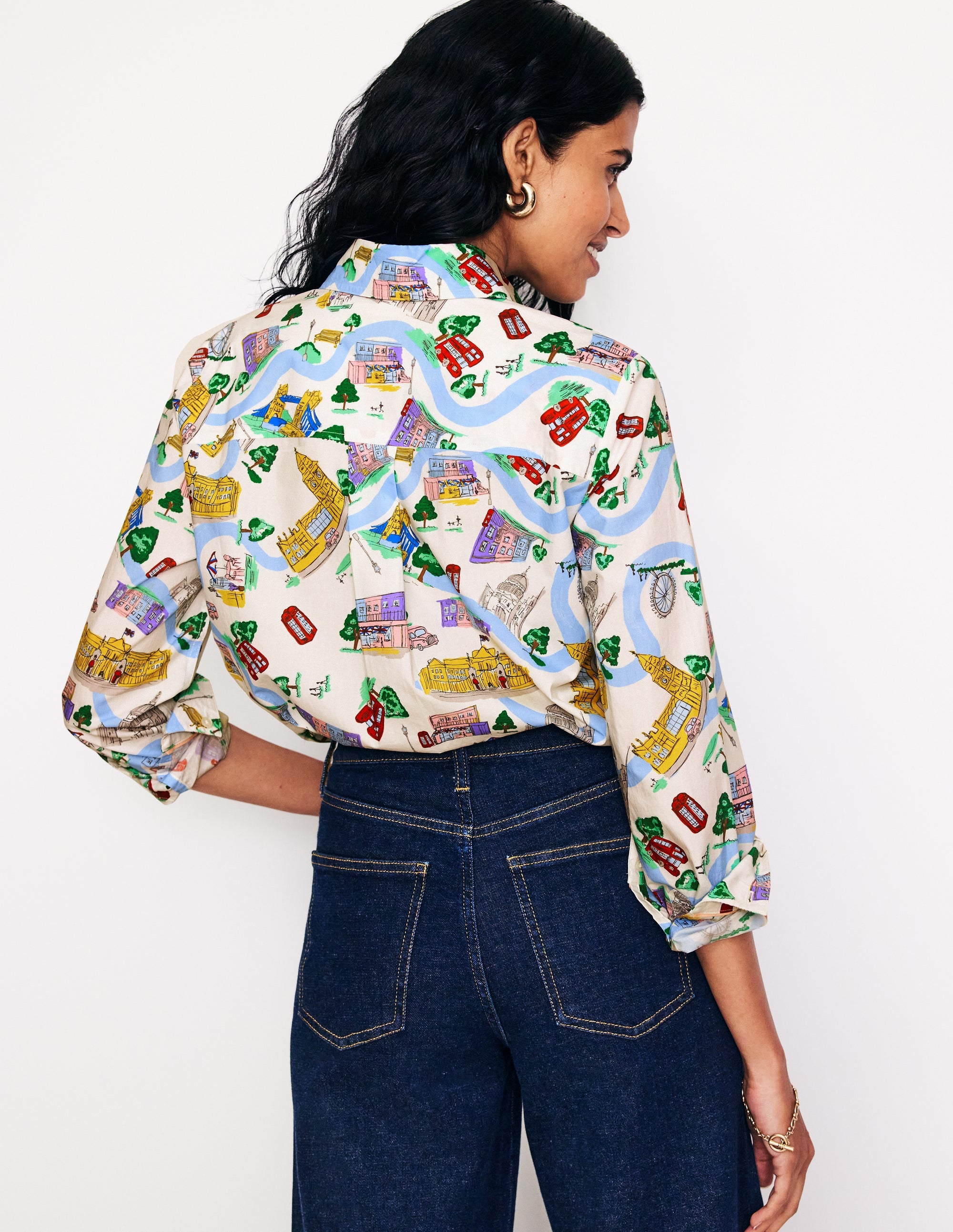 Chemise Sienna en coton-Ivoire, motif London Town - Image 3