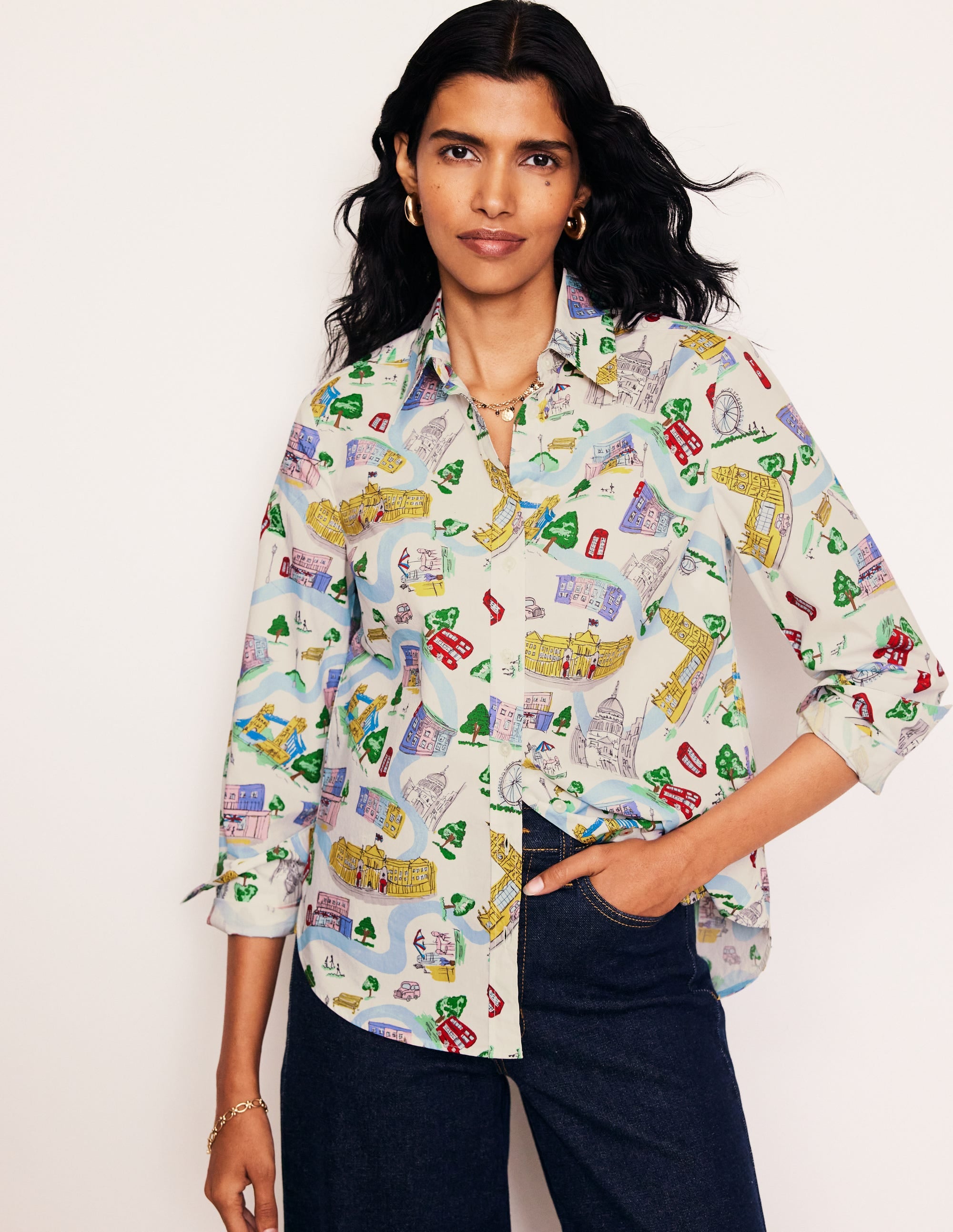Chemise Sienna en coton-Ivoire, motif London Town - Image 5