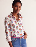 Chemise Sienna en coton-Ivoire, motif Passion Bud