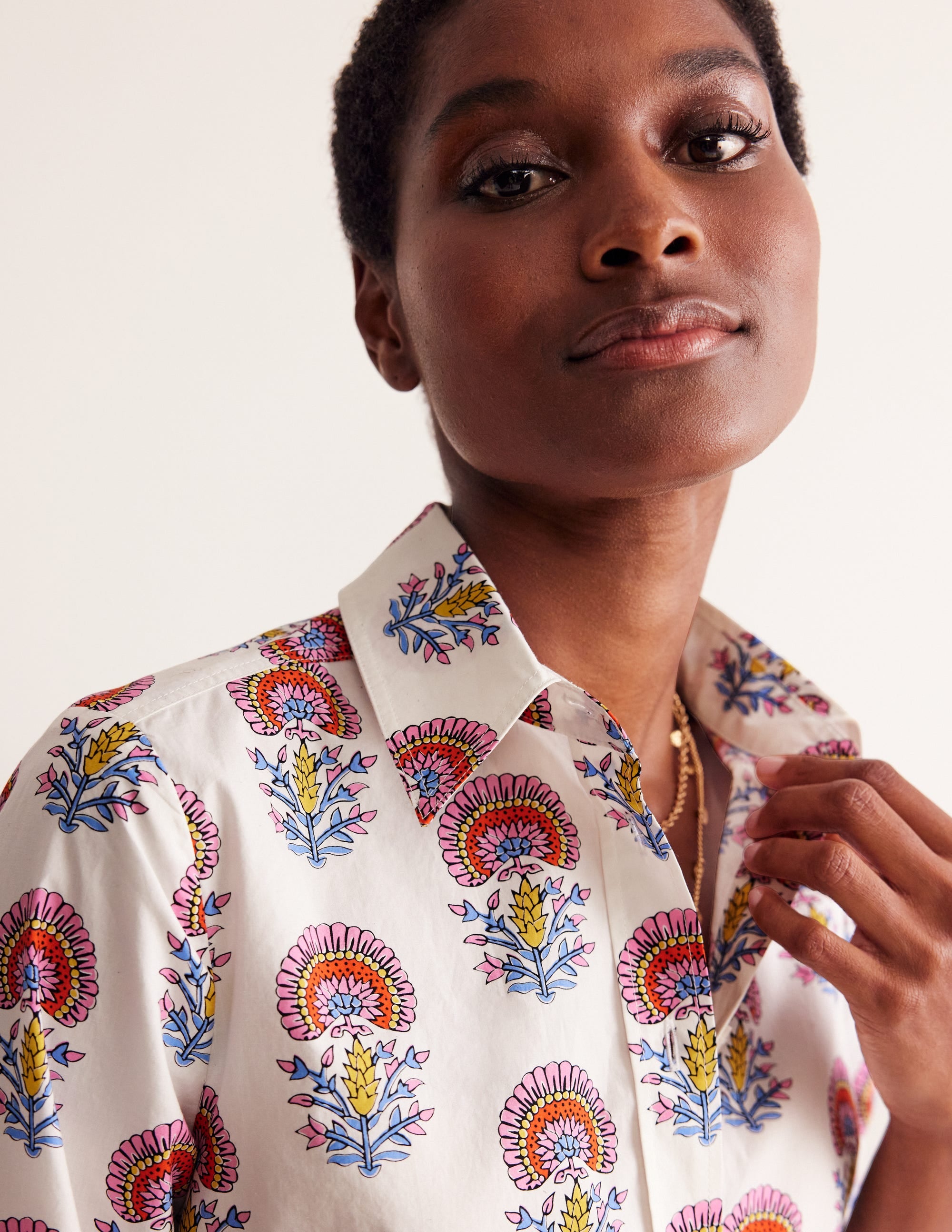 Chemise Sienna en coton-Ivoire, motif Passion Bud - Image 2