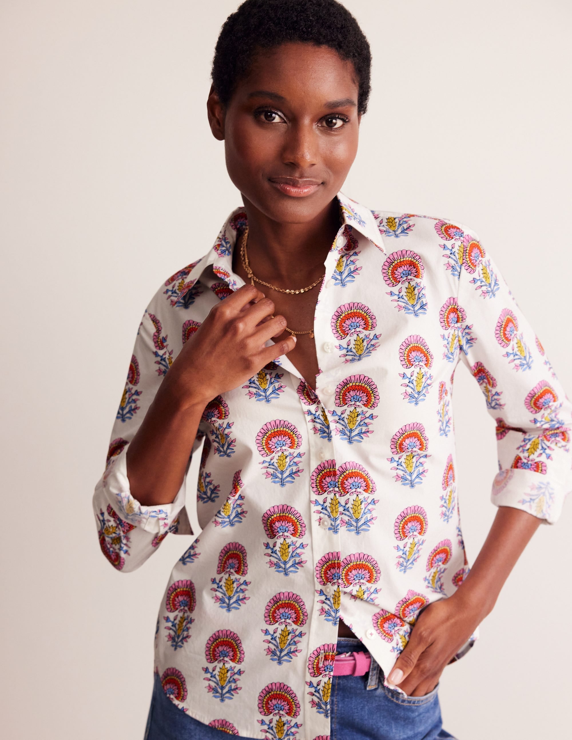 Chemise Sienna en coton-Ivoire, motif Passion Bud - Image 4