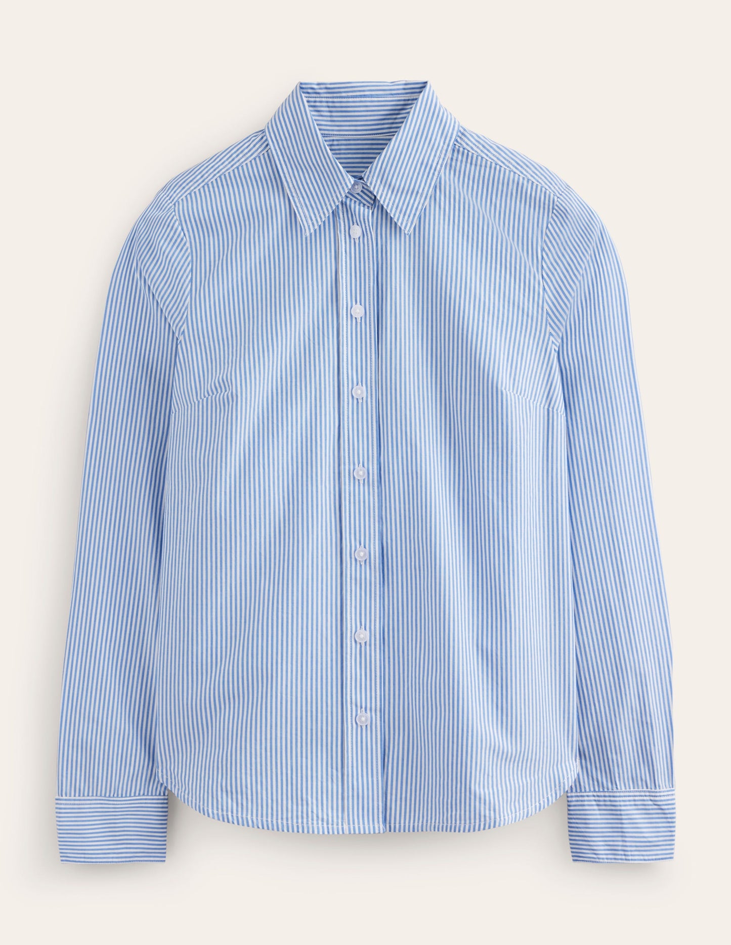 Sienna Cotton Shirt-Fine Blue Stripe