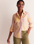 Chemise Sienna en coton-Rayé mauve et jaune