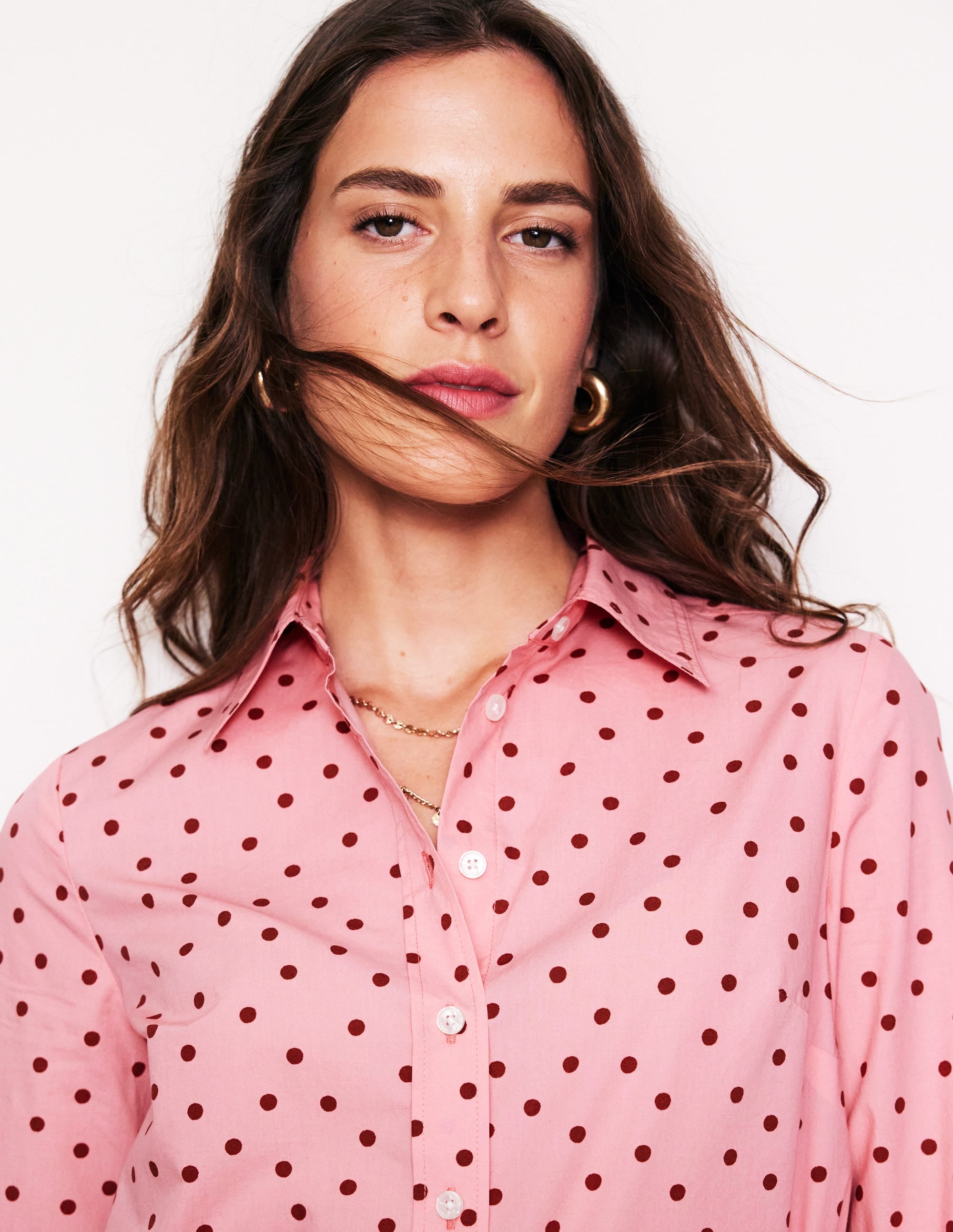 Chemise Sienna en coton-Rose amande, pois épars - Image 2