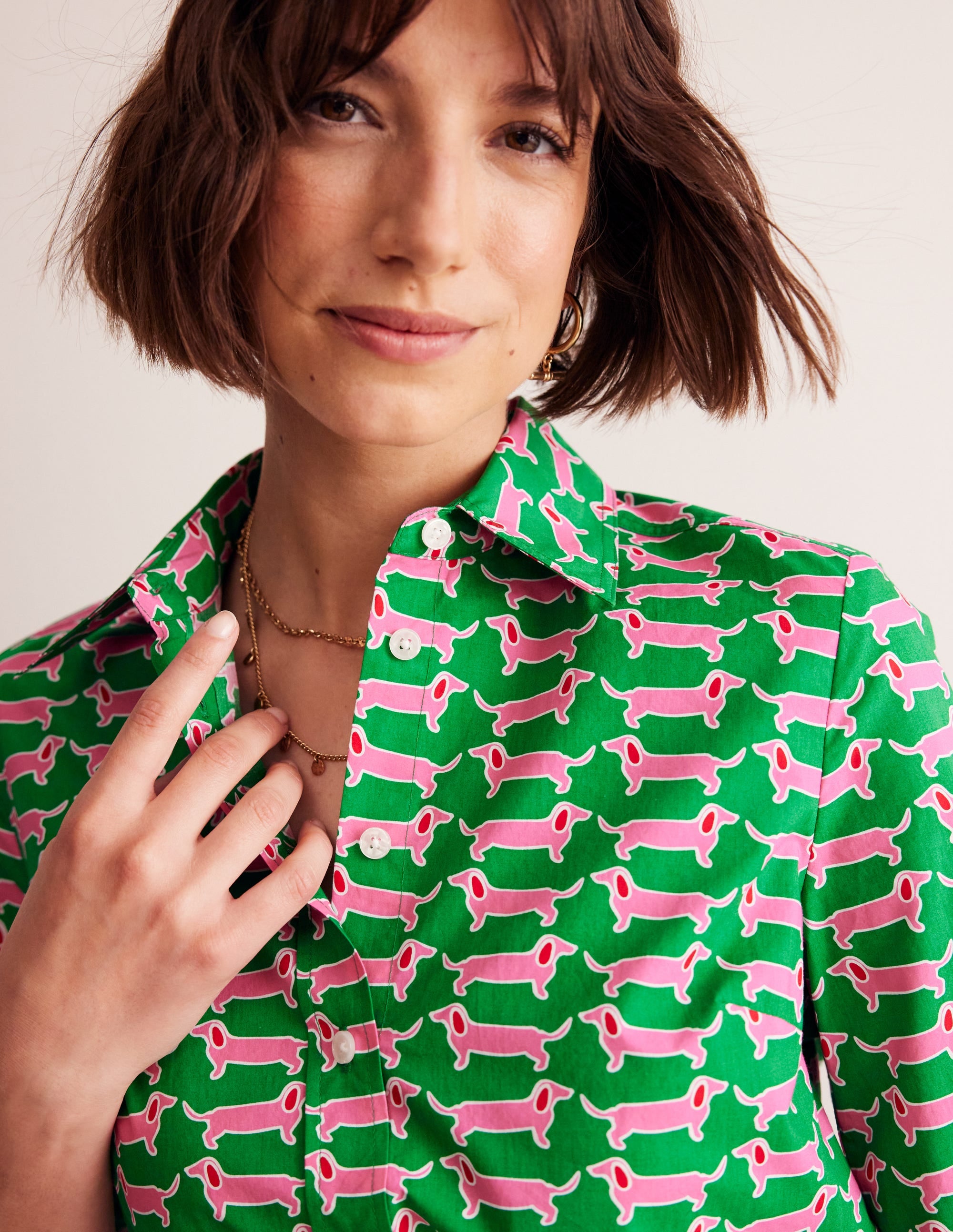 Chemise Sienna en coton-Émeraude profond, teckel - Image 2