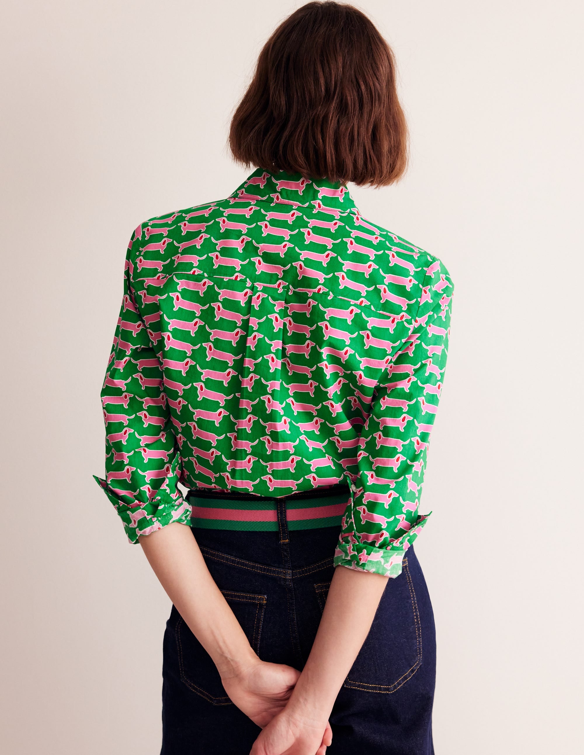 Chemise Sienna en coton-Émeraude profond, teckel - Image 3