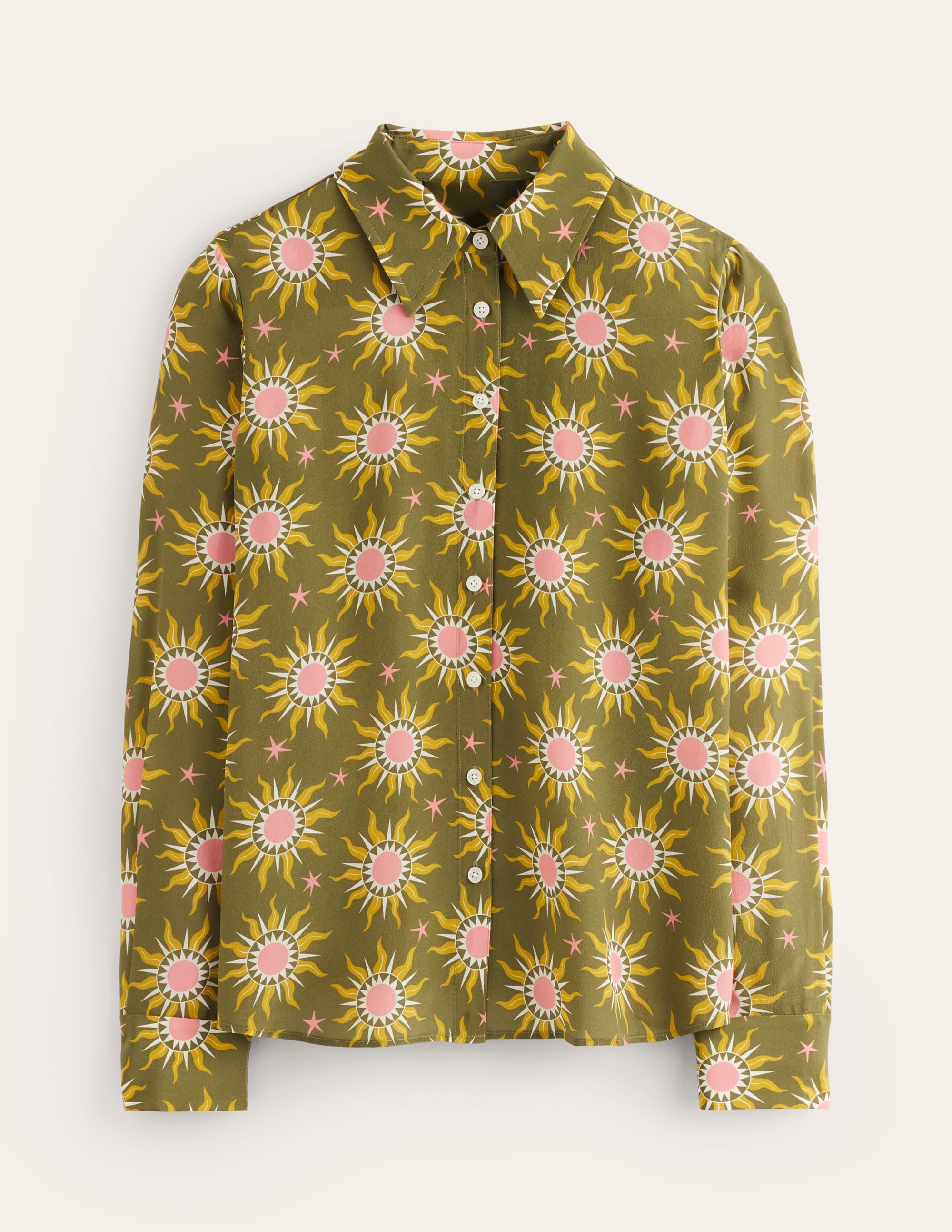 Chemise Sienna en soie-Vert des bois, motif Celestial - Image 6