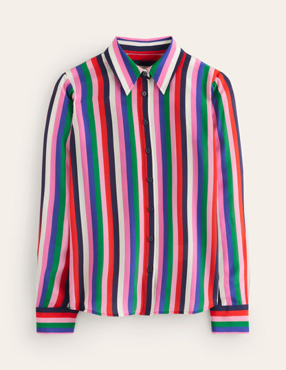 Sienna Silk Shirt-Rainbow Stripe