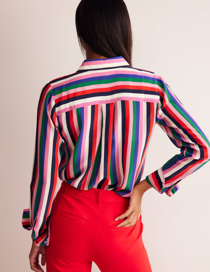 Sienna Silk Shirt-Rainbow Stripe