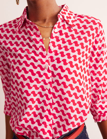 Sienna Silk Shirt-Poppy Red, Terrace Swirl