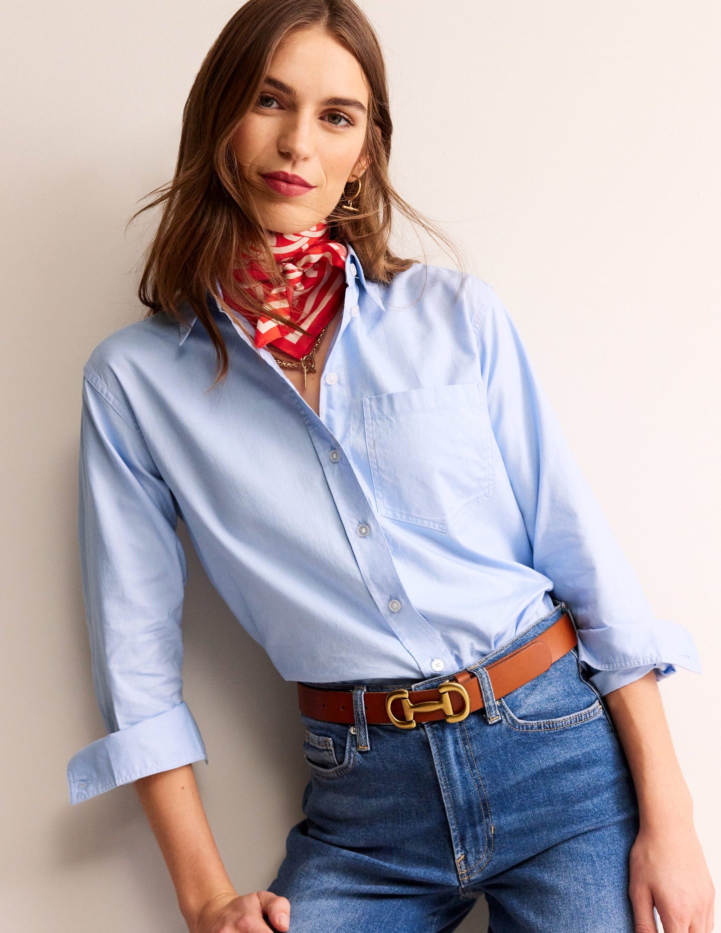 Connie Relaxed Cotton Shirt-Blue Oxford