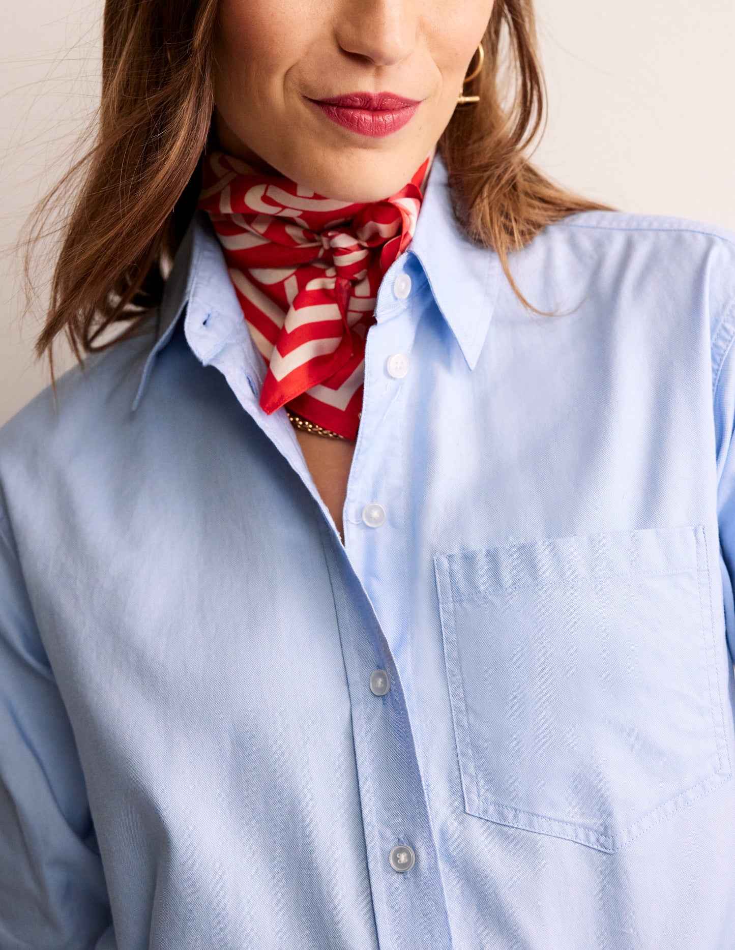 Connie Relaxed Cotton Shirt-Blue Oxford