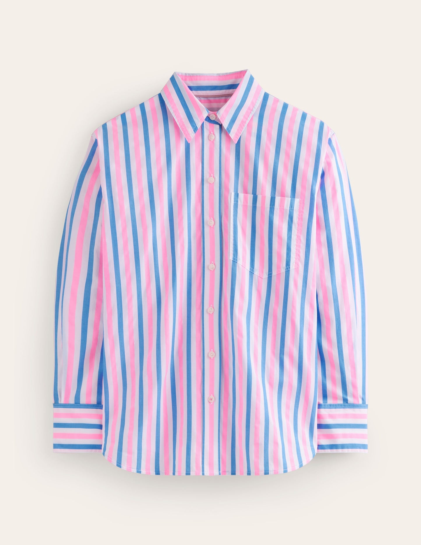 Chemise décontractée Connie en coton-Bleu et rose fluo