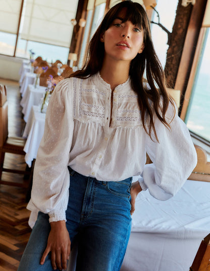 Fabric Interest Top-White-5