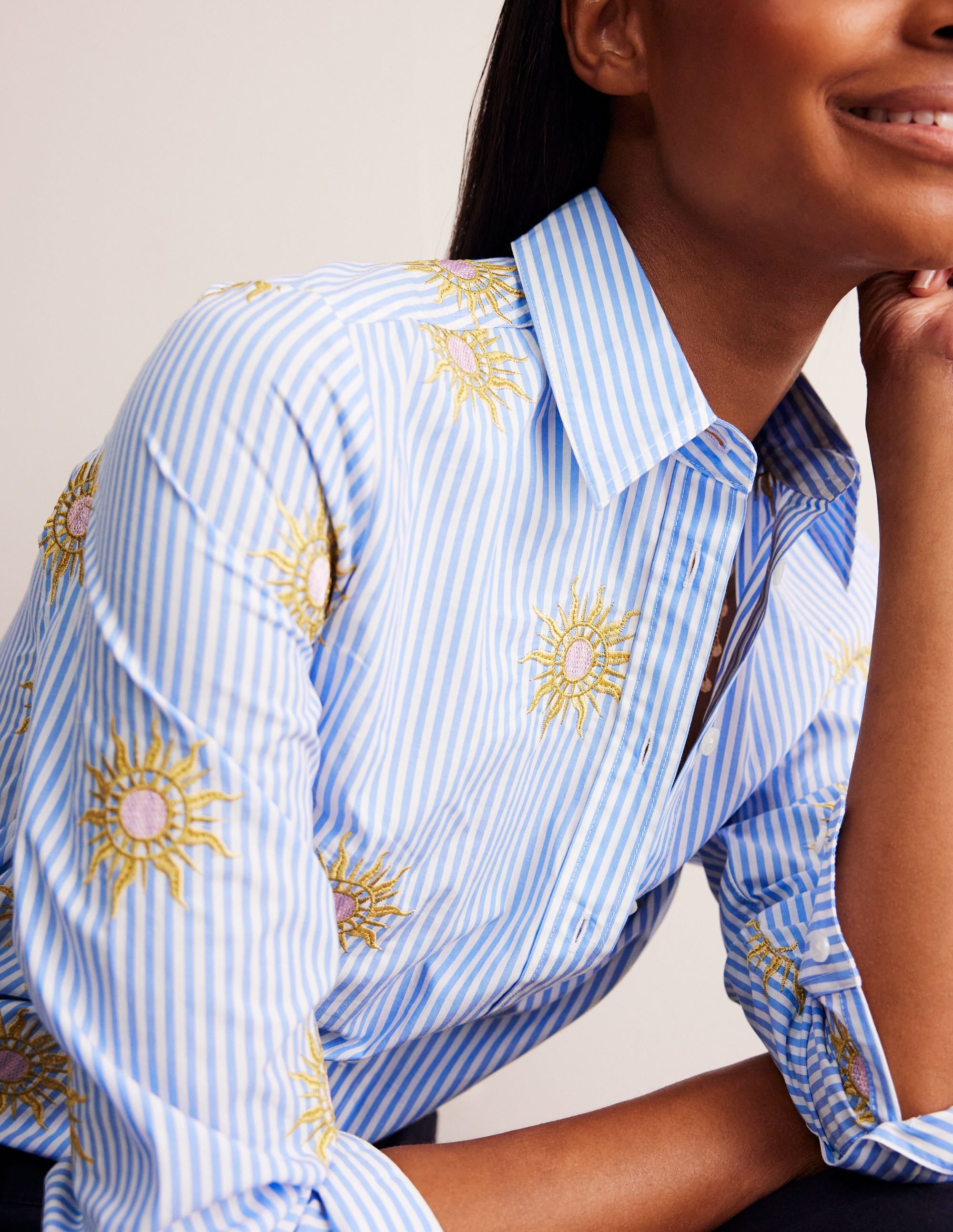 Chemise Sienna saisissante en coton-Soleil, rayé bleu - Image 2