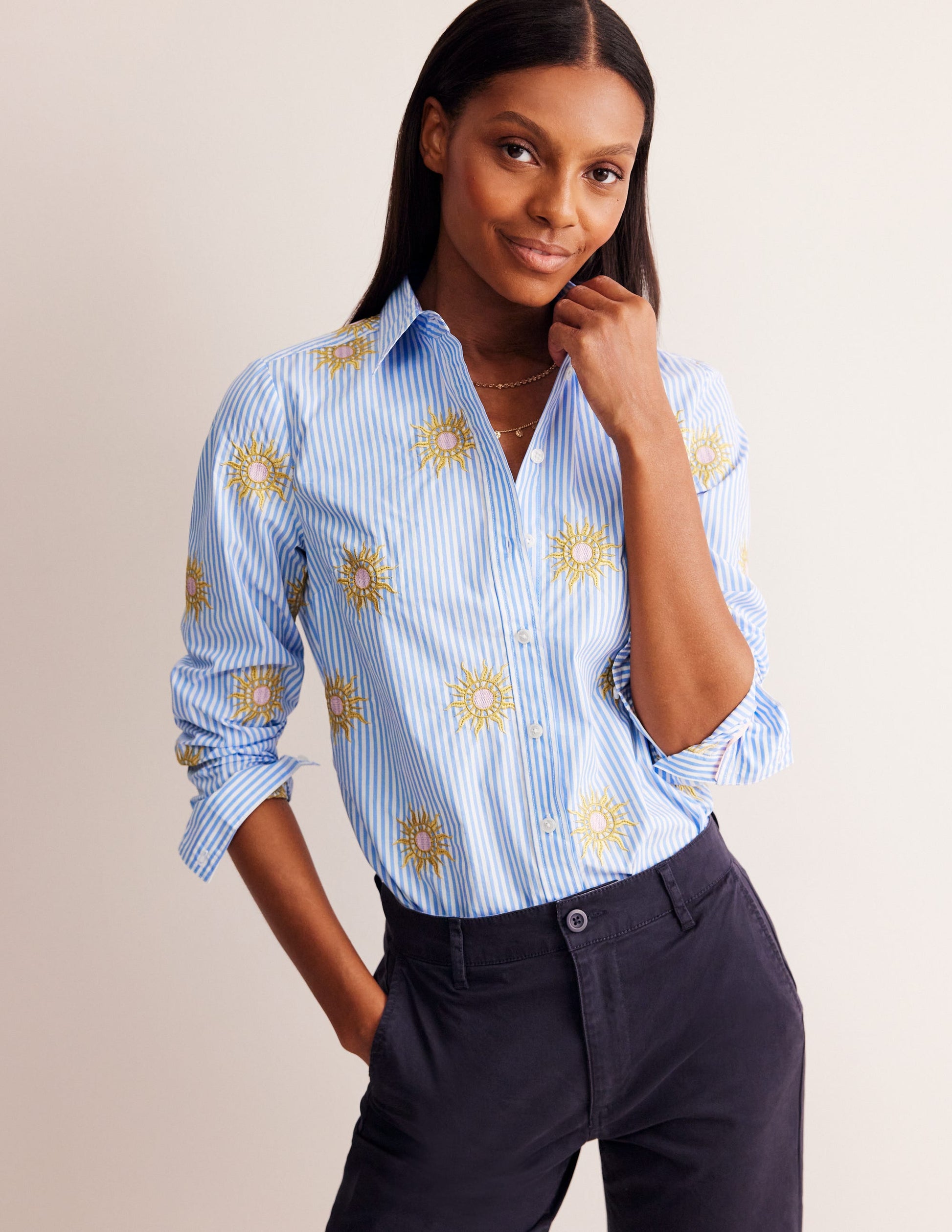 Chemise Sienna saisissante en coton-Soleil, rayé bleu-4