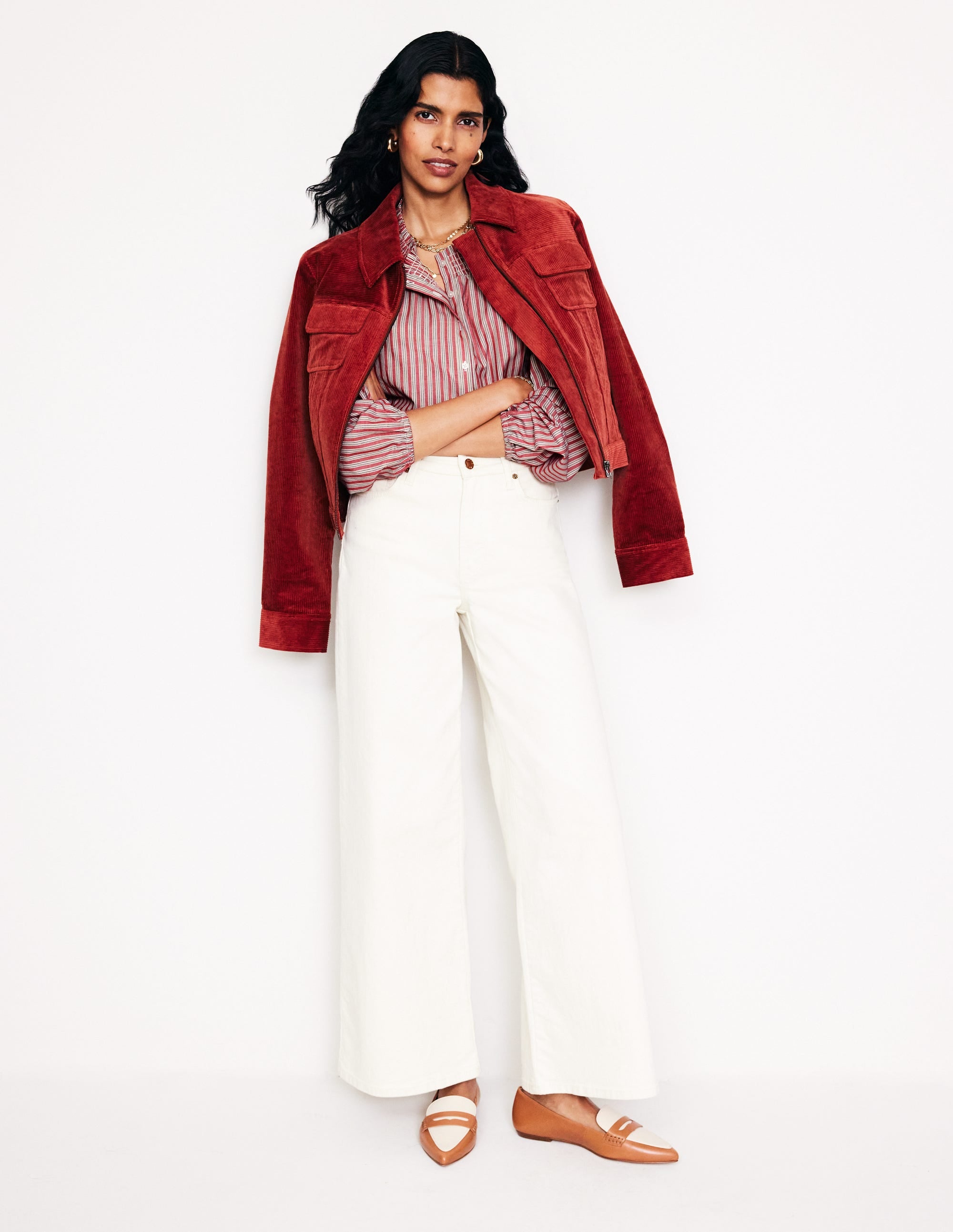 Blouse Mae en coton à smocks-Rayé Rouge - Image 4