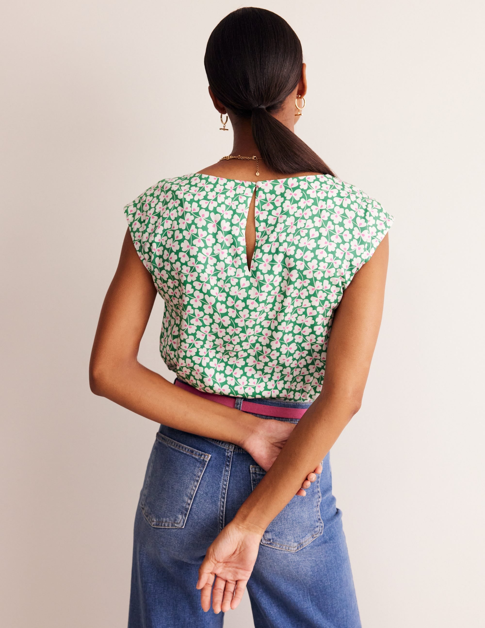 Top moderne-Émeraude profond, motif Clover Whirl - Image 3