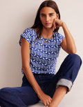Top moderne-Bleu saphir, motif Falling Geo