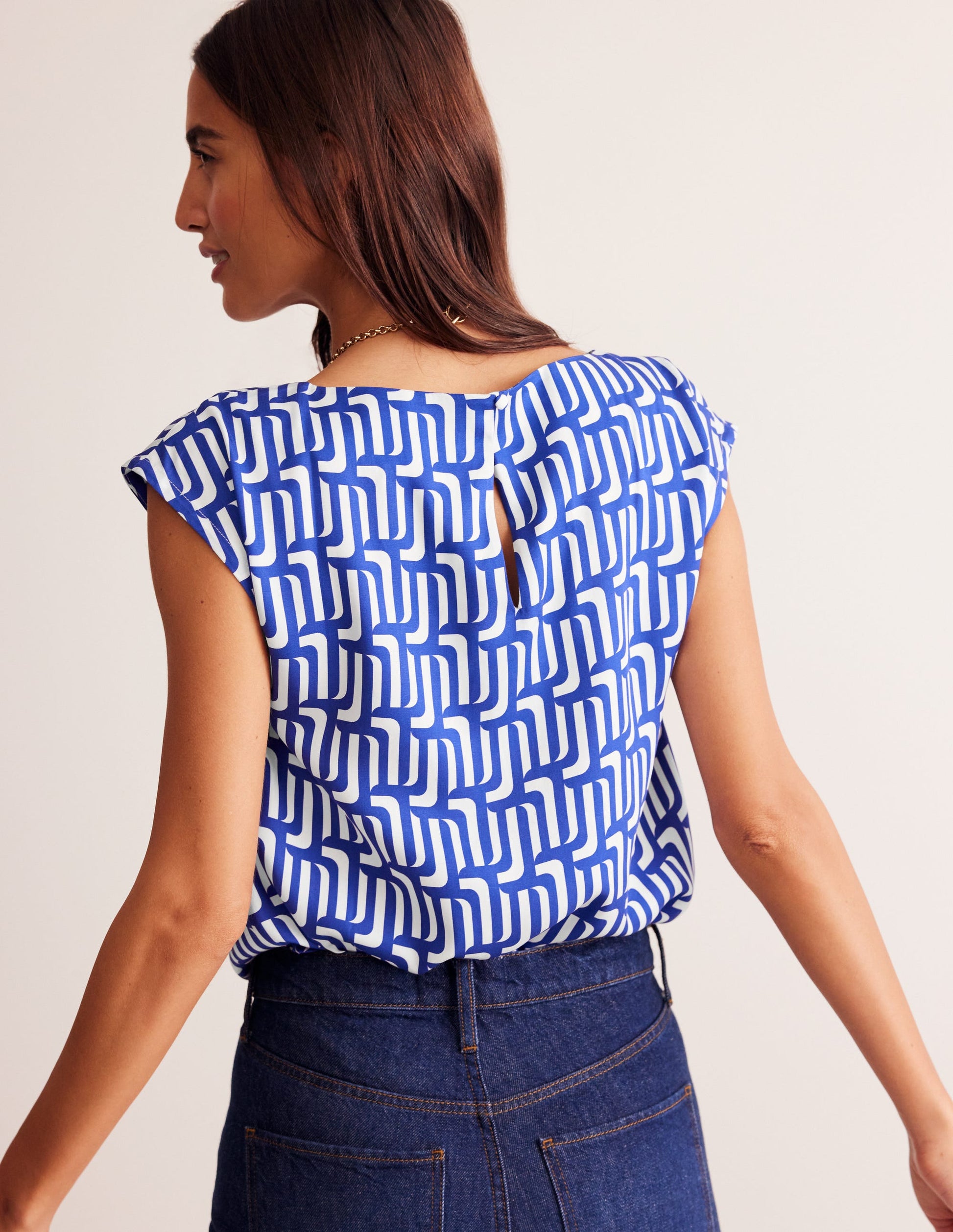 Top moderne-Bleu saphir, motif Falling Geo-3