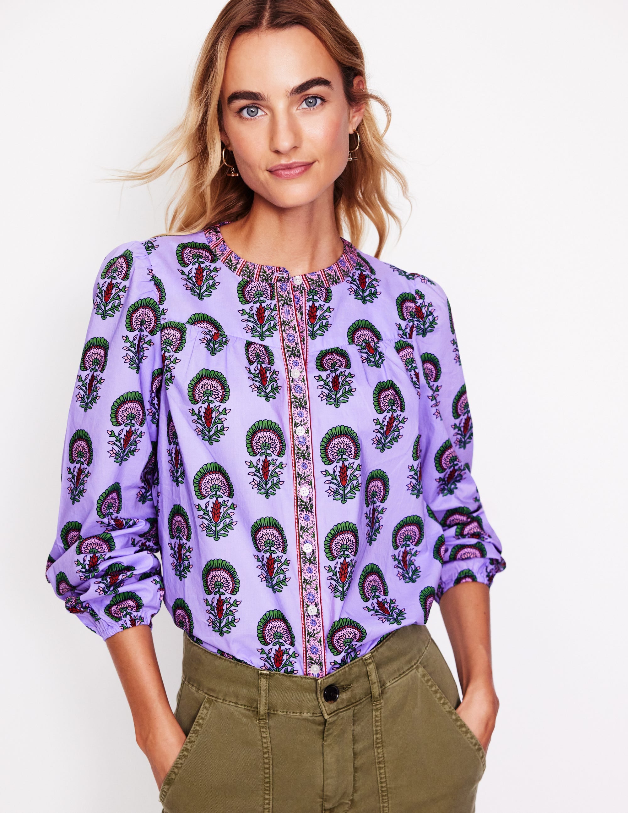 Savannah Baumwollbluse-Iris-Lila, Passionsblume - Image 2