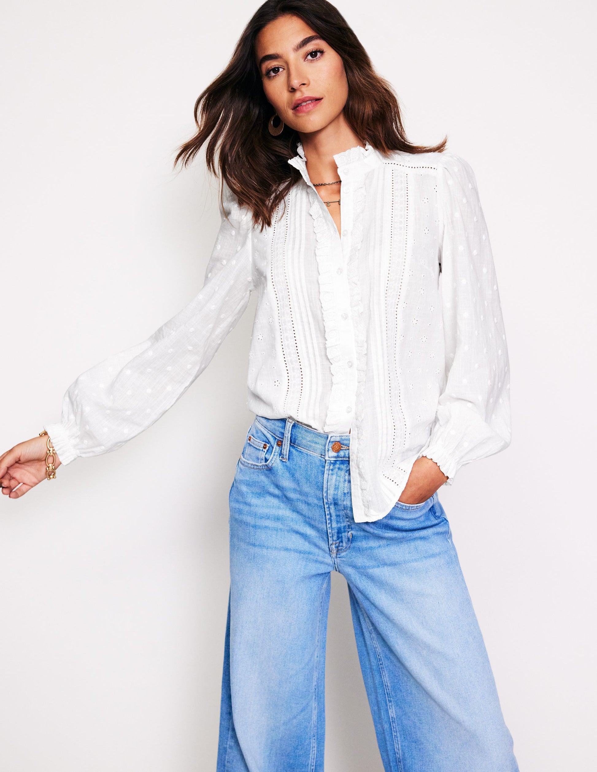 Bluse mit Lochstickerei-Weiß-1
