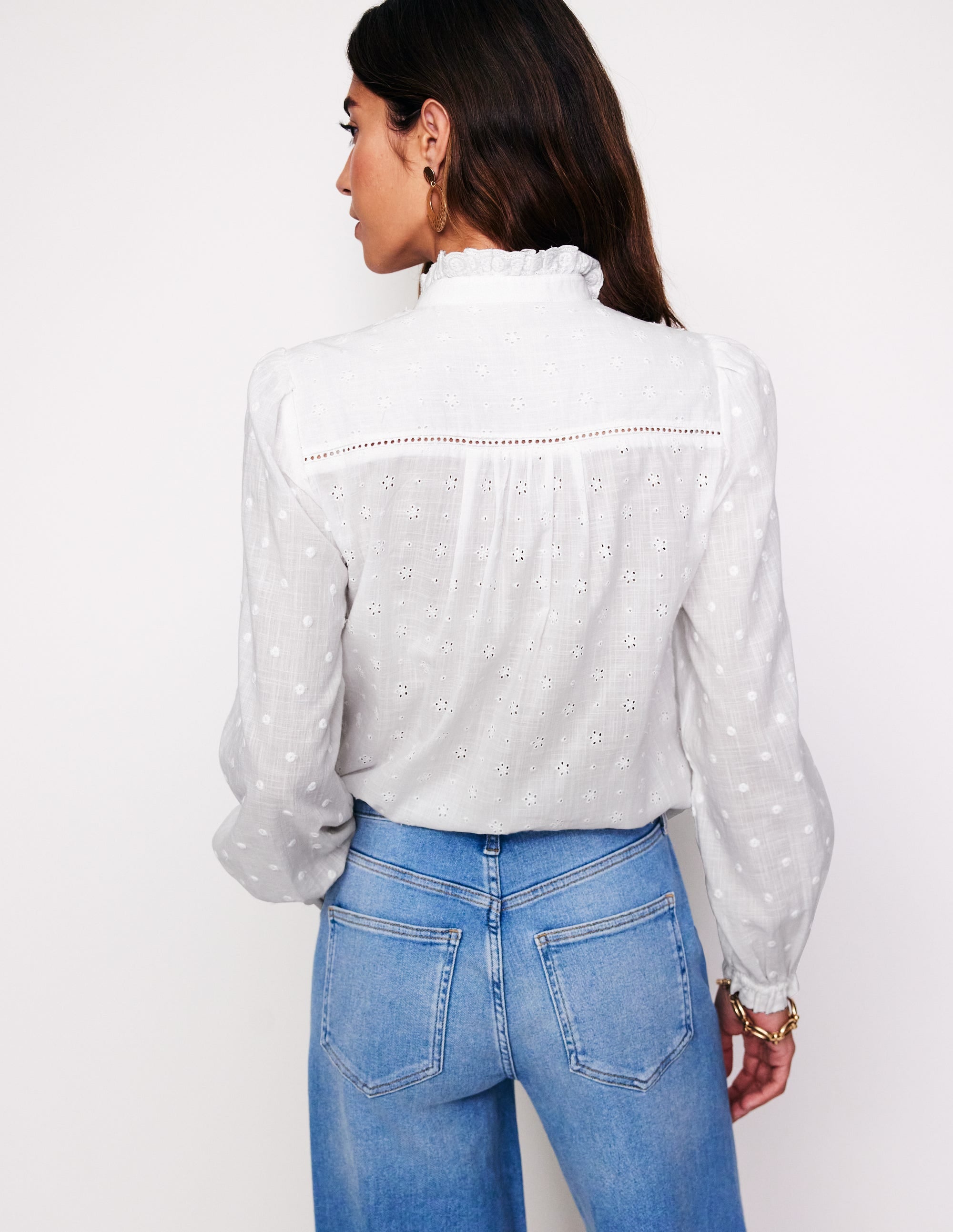 Bluse mit Lochstickerei-Weiß - Image 3