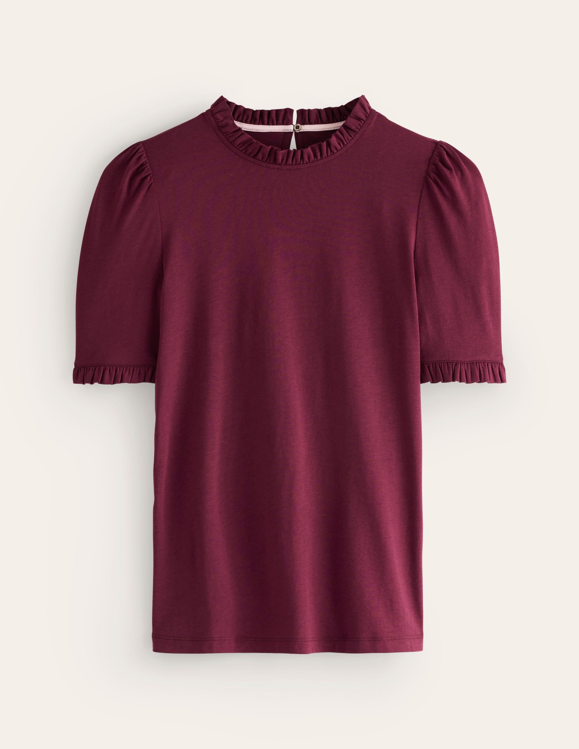Superweiches T-Shirt mit Rüschendetail-Dunkelviolett - Image 5