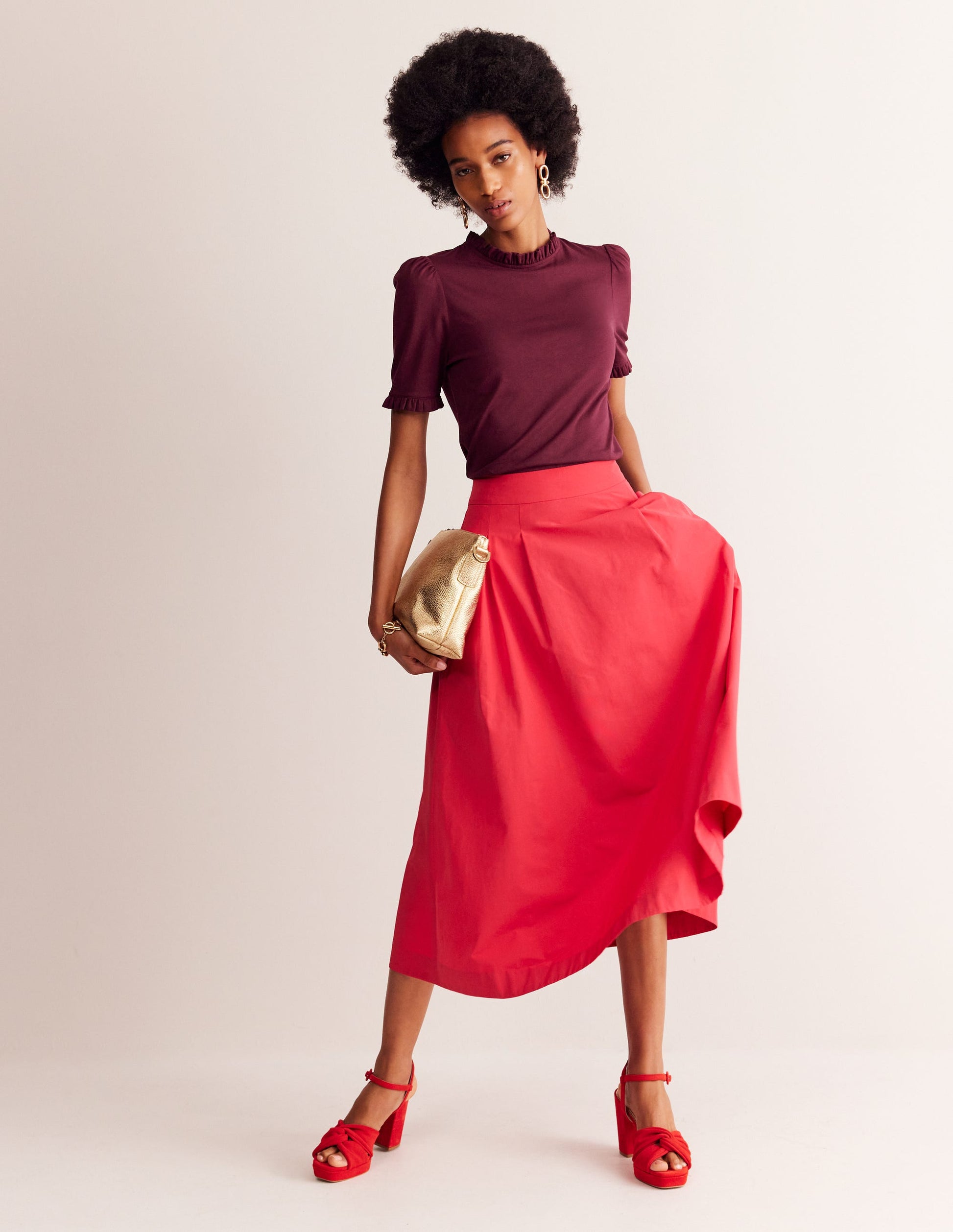 Superweiches T-Shirt mit Rüschendetail-Dunkelviolett-4