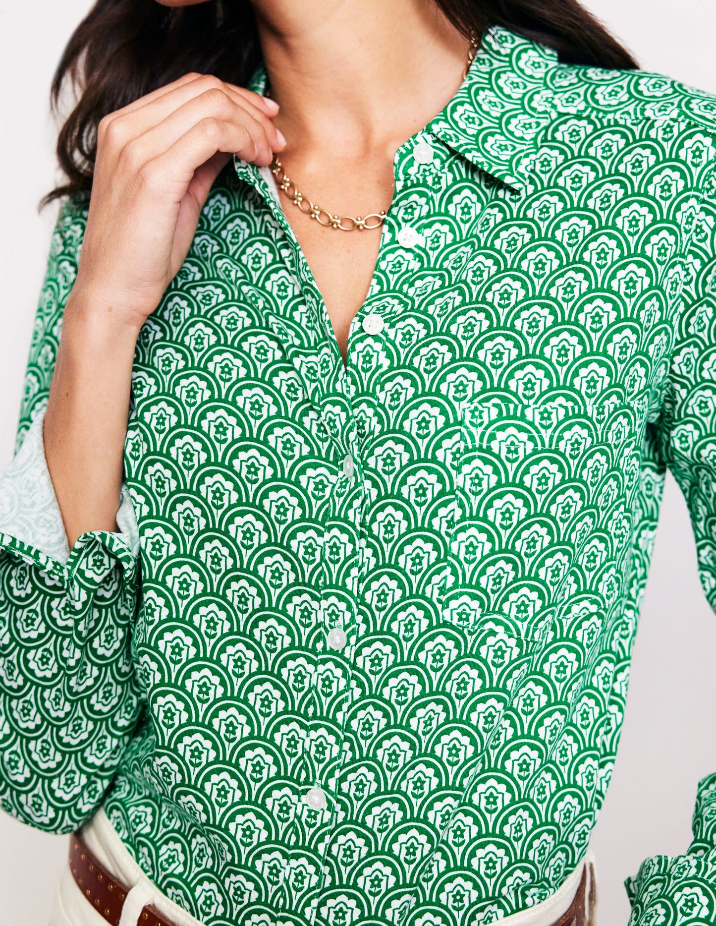 Amelia Jersey-Hemd-Grün, Motiv Trellis Pop
